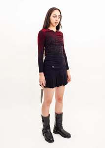 Gaultier: Velvet flocked 90s club kid blood splatter top