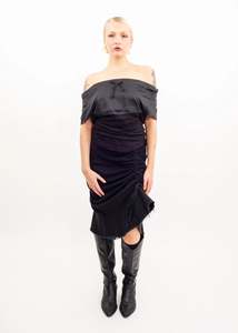 Off shoulder drawstring peasant top