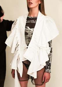 Cotton pleated angel wing shirt