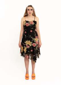 Sale: Asymmetric floral beaded dress
