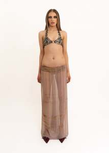 Archive: Sheer eco-dyed silk maxi skirt
