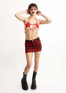 Pierced Starkini Top- red