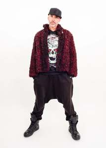 Masc Size Large To Extra: Goth poodle curly fleece jacket