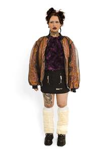 Masc Size Large To Extra: Faux fur coat encased in black mesh