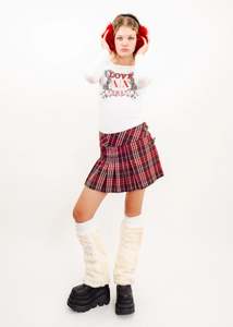 Hot Girl Holiday Edit: Tartan wool pleated mini skirt with leather buckles