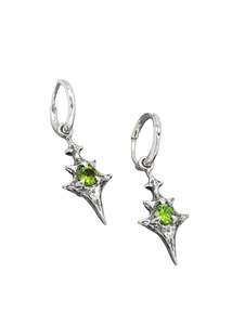 Jewellery: Eldritch Hoop Earrings- Green CZ