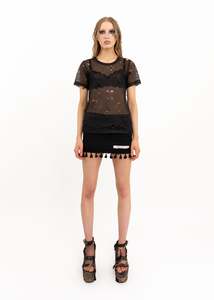 Comme Des Garcons: Floral laser cut out mesh t-shirt