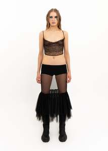 Skirts: Ruffle hem mesh petticoat skirt