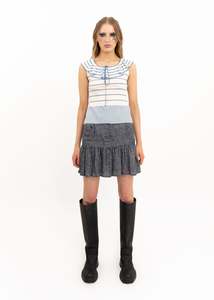 Ruffle neck knit top