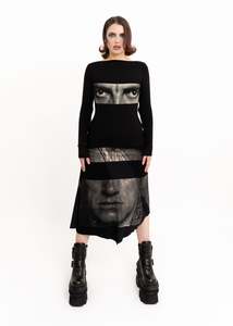 Graphic printed two piece top and skirt set