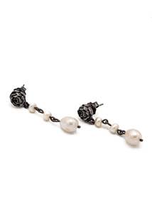 Freshwater pearl peony drop earrings