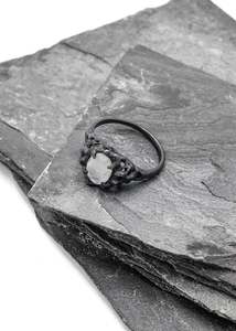 Jewellery: Sea Nymph Moonstone Ring- Oxidised silver