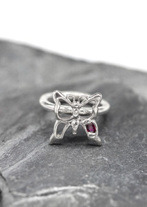Butterfly ring- red lab grown ruby