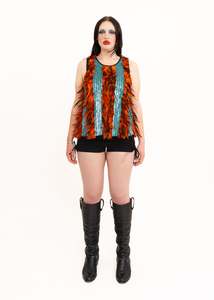 Feather trim tank top