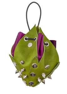 Spiked Leather Rosebud Pouch