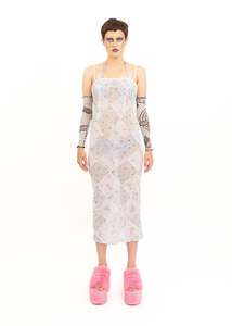 Independent Designer: Diamond Mesh Midi Dress- ditsy floral