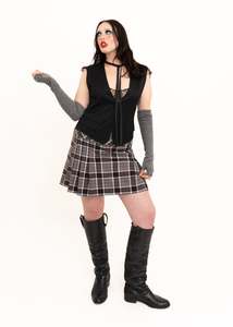 Tartan pleated mini skirt