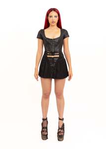 Faux leather corset top