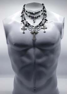 Multi strand beaded crucifix necklace