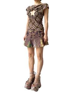 Tartan star cut out top