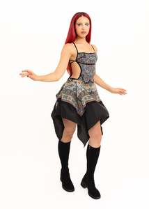 Dresses: Odyssey Wool Scarf Dress- blue/ grey