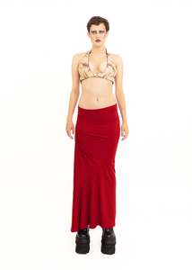 Independent Designer Tops: Hand painted leather halter bikini top- red