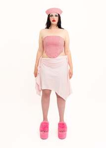 Gingham strapless corset