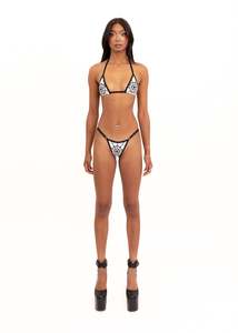 Spiderweb Micro Thong Bikini Bottoms- White