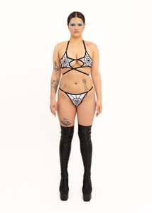 Astro Princess: Spiderweb Starkini Top- White