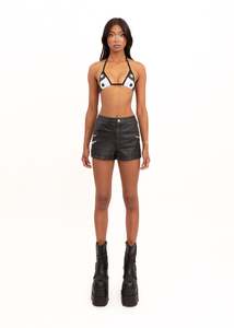 Bb Vintage: Lambskin leather micro shorts
