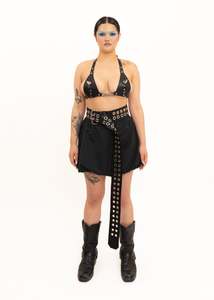 Puncture Spiked Leather Bikini Top
