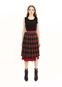 Upcycled spliced kilt skirt