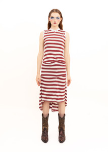 Independent Designer: Striped pintuck dress