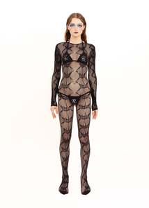 Trash Logo Fishnet Catsuit/ Body Stocking
