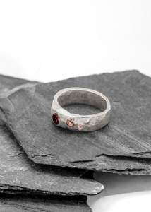 Pink/ red sapphire stacker ring