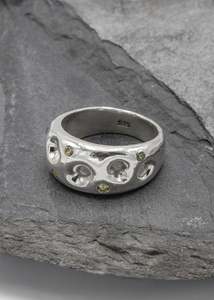Mortar Ring- Green Sapphires