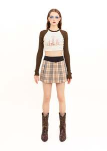 Skirts: Pleated novacheck tartan mini skirt