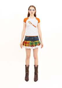 Bb Vintage: Upcycled tartan ruffle mini skirt