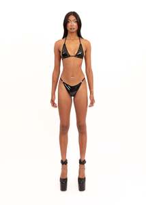 Lingerie Swimwear: Micro Triangle Bikini Set- Black PVC