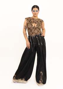 Extra long ultra flared bleached jeans