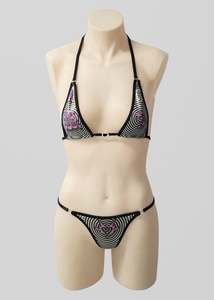 Independent Designer: Micro Triangle Bikini Set- Pink Hypnosis