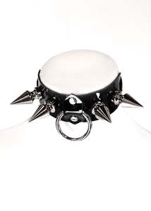 Thorn Patent Spiked O-Ring Choker- Black