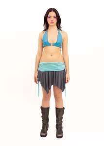 Leather Halter Bikini Top- bright blue