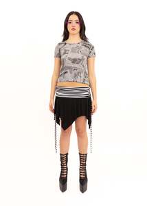 Merino Skirt- black/ stripe