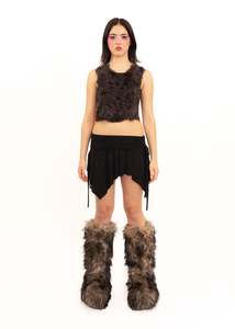 2000s vintage fur panelled crop top