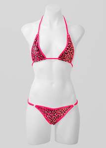 Micro Triangle Bikini Set- Hot Pink Leopard Print Velvet