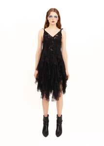 Ruffle babydoll dress with lace slip