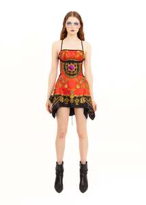 Odyssey Scarf Dress- red jewellery print