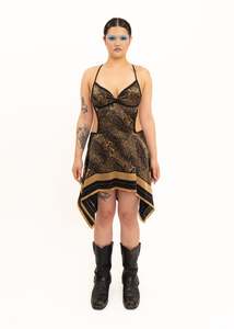 Odyssey Silk Scarf Dress- black/ gold snake