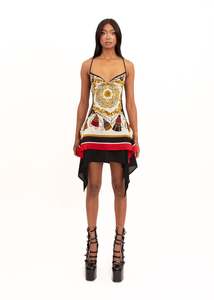 Odyssey Scarf Dress- cream/ red